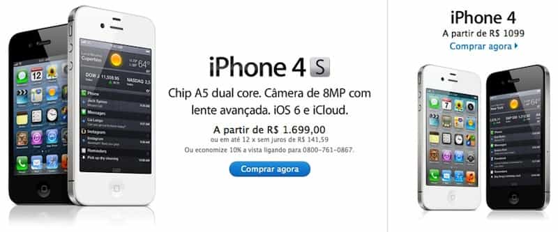 Apple baixa preços de iPhone 4/4S de 15-25% no Brasil