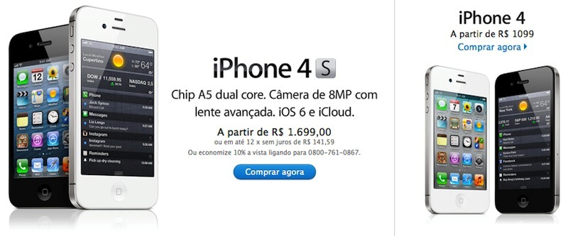 Novo preço do iphone 4s no brasil