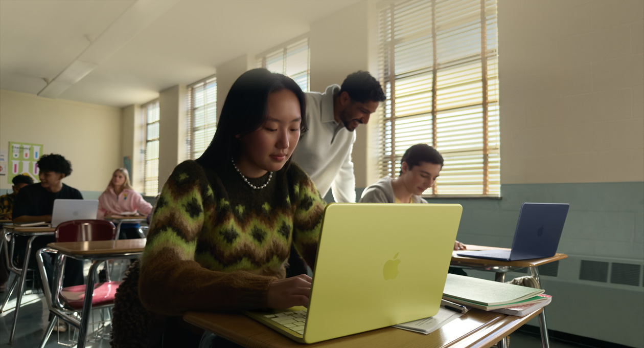 MacBook Neo mostrando a duração da bateria de até 16 horas